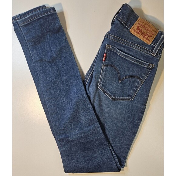 Levi’s Girls 710 Super Skinny Jeans Size 24 W24 L30 Medium Wash Stretch Low Rise - Picture 1 of 7